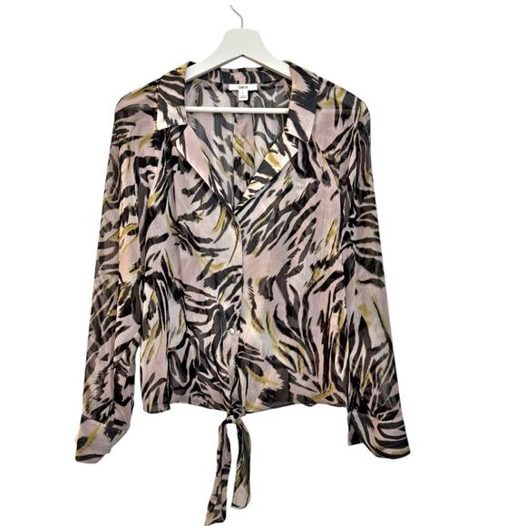 Bar III Animal Print Long Sleeve Blouse - Picture 3 of 9